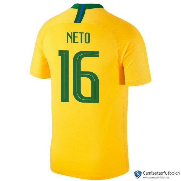 Camiseta Seleccion Brasil Primera equipo Neto 2018 Amarillo